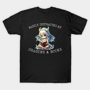 Easily Distracted By Dragons And Books Introvert Shirt T-Shirt